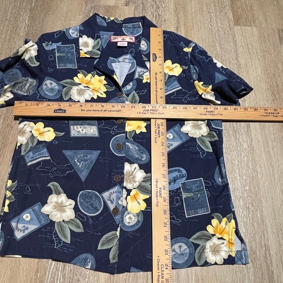 Caribbean Joe Mens‎ Rayon Shirt M Floral Tropical Island Vacation Cruise EUC - Picture 6 of 6